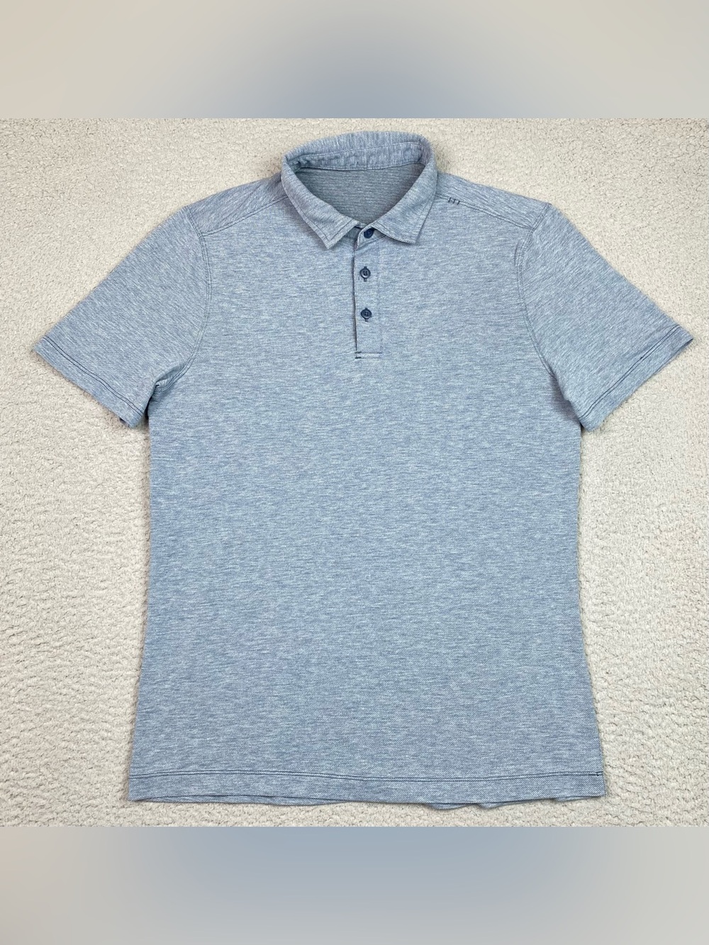 Lululemon Polo Shirt Mens Size M (Estimated) Blue Short Sleeve Stretch Golf EUC